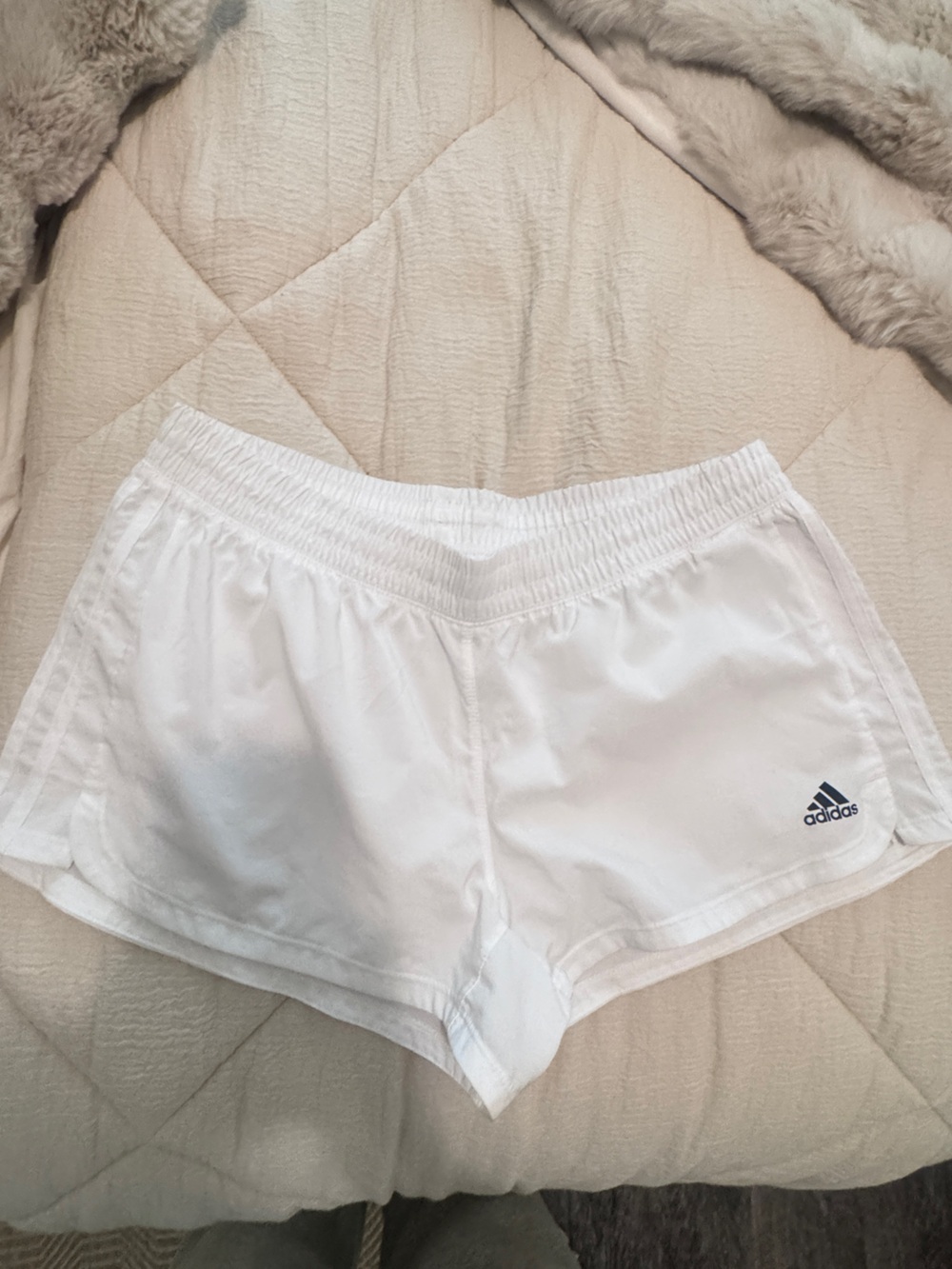 Adidas White Women's Athletic Shorts with Logo